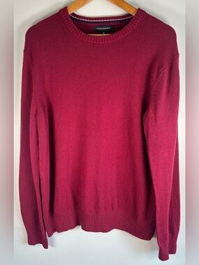 Banana Republic Men’s Crewneck Sweater XL Extra Fine Merino Wool Knit Red EUC